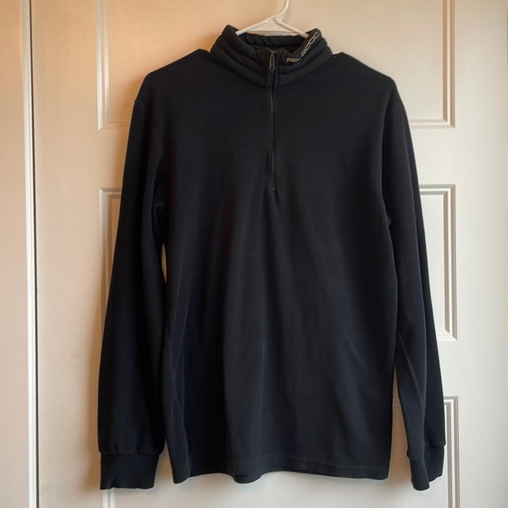 Vintage Polo Ralph Lauren RL 2000 Quarter Zip Pullover  Fleece Black Mens Large